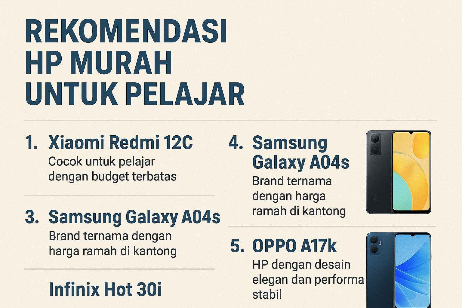 Pilihan HP Hemat untuk Pelajar, Fitur Lengkap Harga Terjangkau