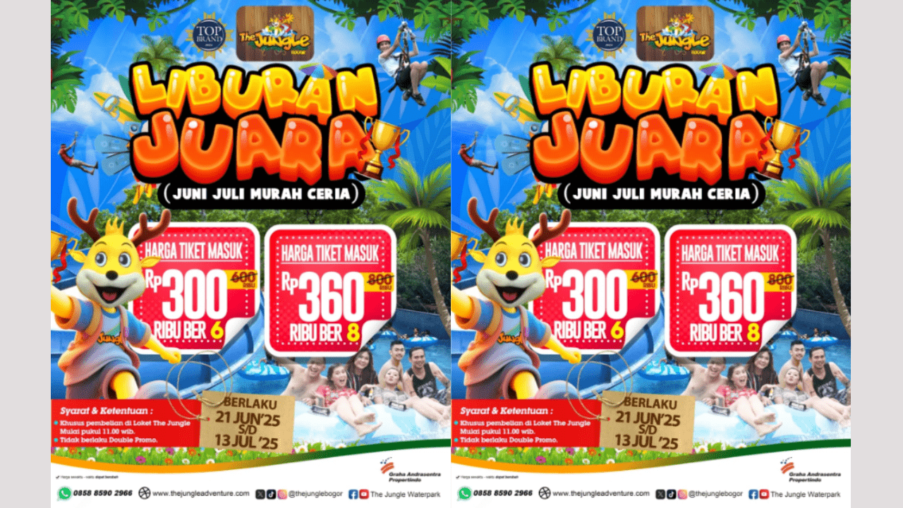 Spesial Libur Sekolah, The Jungle Waterpark Bogor Hadirkan Promo Tiket Masuk