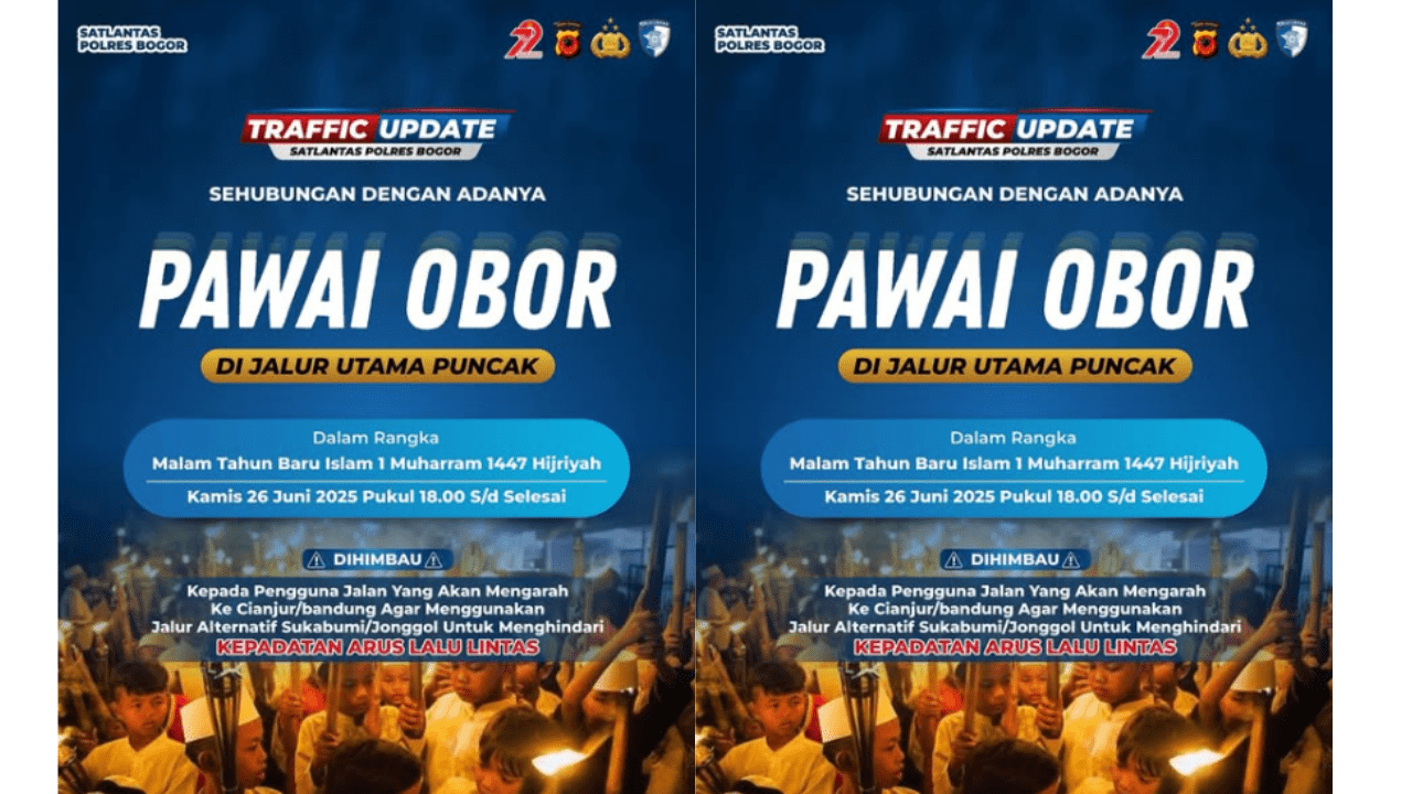 Ada Pawai Obor 1 Muharram, Satlantas Bogor Imbau Pengendara Hindari Jalur Puncak Malam ini