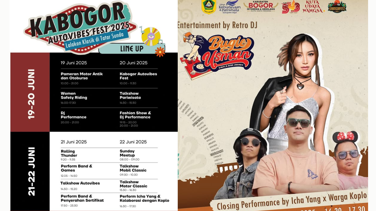 Jadwal dan Rundown Kabogor Autovibes Fest 19-22 Juni 2025, Ada Parade Mobil-Motor Antik hingga Konser Gratis!