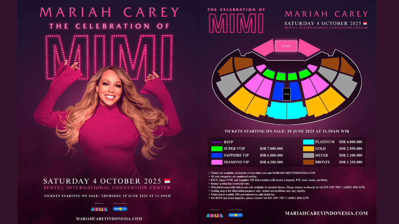 Konser Mariah Carey 2025 di Indonesia: Lokasi, Jadwal dan Harga Tiketnya