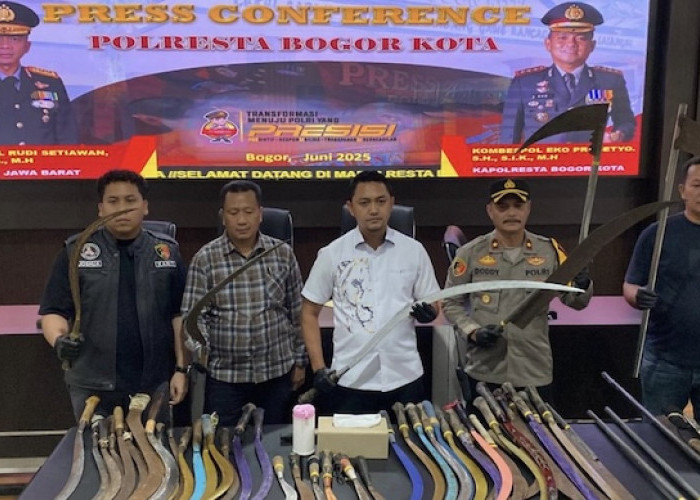 Polresta Bogor Kota Tangkap 32 Remaja dalam 11 Kasus Tawuran, 100 Senjata Tajam Disita, Usia Pelaku 14 Tahun