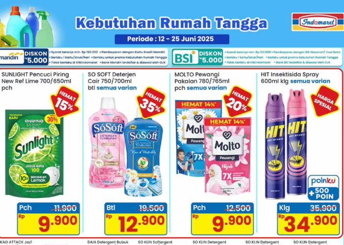 Promo JSM Indomaret Terbaru 20-22 Juni 2025 Banjir Diskon Produk Rumah Tangga, Detergen Cuci Baju Rp8 Ribu