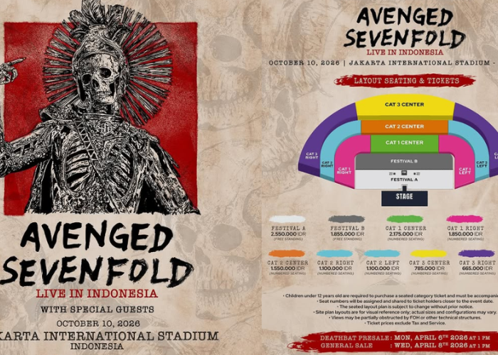 Konser Avenged Savenfold di Jakarta 2026, Harga Tiket Paling Murah Rp655 Ribu