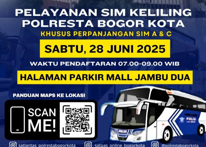 Catat! Ini Jadwal SIM Keliling Bogor Sabtu 28 Juni 2025, Lengkap Lokasi dan Syaratnya